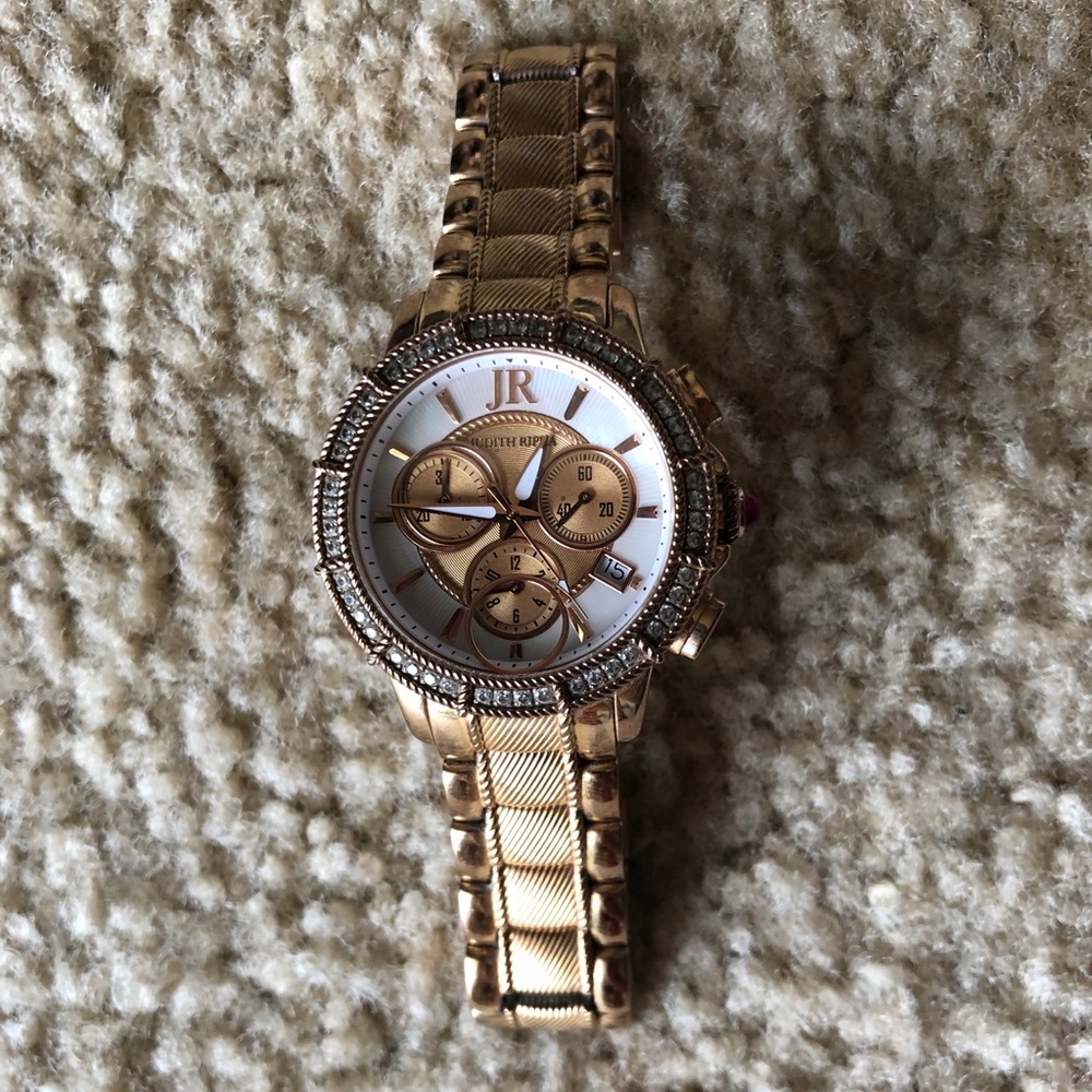 Judith Ripka Watch - gold - diamond/ magenta stone accents